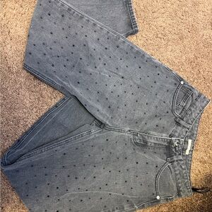 Chic Gray Polka Dot Women's Boyfriend Jeans
